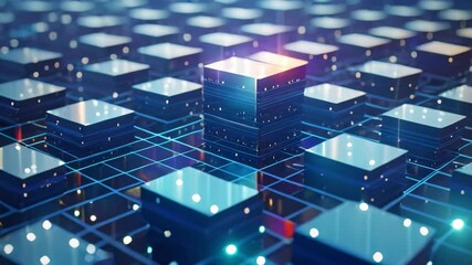 Poster - 3D rendering of abstract technology concept background. Computer generated Video, Data computation layer representing blockchain