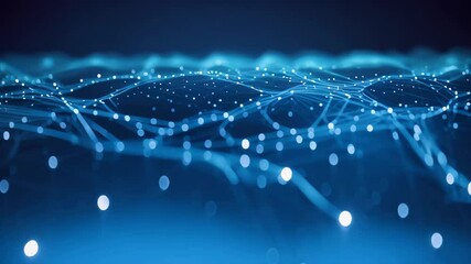 Poster - Abstract technology background with connection lines and dots. 3D Rendering, Cyber big data flow, blockchain data fields, and network line connect stream