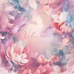 Poster - Pastel floral abstract background in soft style for wedding or valentine's day card.