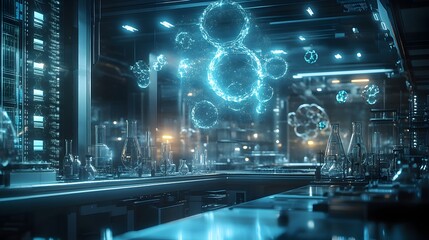 Poster - Futuristic Holographic Laboratory with Molecular Simulations and Data Visualization