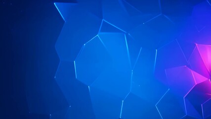 Poster - Abstract blue and orange background with hexagon pattern. 3d rendering, Display a blue-orange gradient digital polygons background, creating a fusion in a network grid