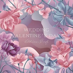 Poster - Pastel floral abstract background in soft style for wedding or valentine's day card.