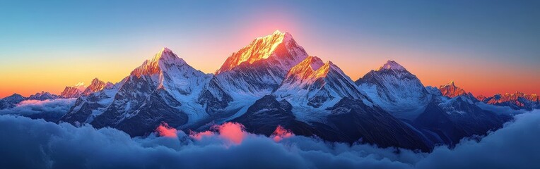 Majestic Mountain Peak at Sunset in Glowing Colors