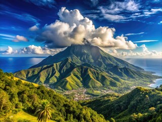 Wall Mural - Panoramic View Of Pico Duarte, The Highest Mountain Located In The Caribbean Sea Region.