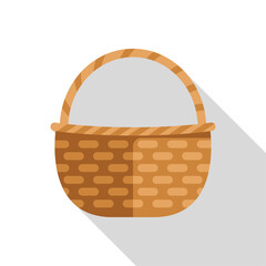 Poster - Simple vector illustration of an empty wicker basket with a handle, isolated on a white background