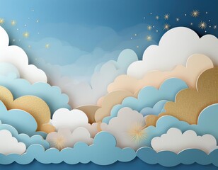 Wall Mural - Fancy backdrop of glittering fluffy clouds and sky