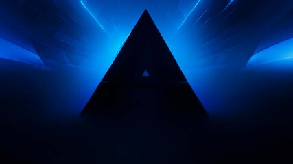 Poster - abstract dark futuristic tunnel with blue lights and reflections 3d rendering, futuristic, high-tech