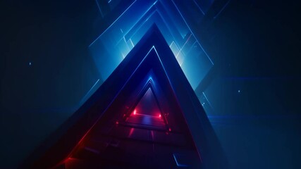 Poster - abstract futuristic background with glowing triangles and lights. 3d rendering, futuristic, high-tec