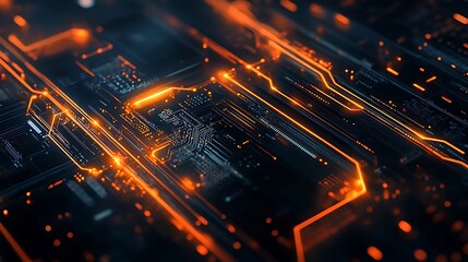 Poster - Abstract Glowing Circuit Board Texture