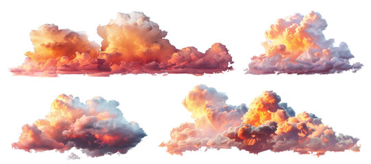 Sticker - Set of picturesque sunset clouds, cut out