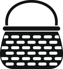 Wall Mural - Black silhouette of a grocery basket isolated on a white background, simple style vector illustration