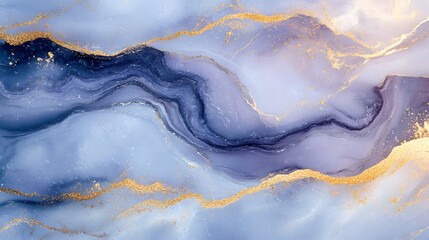 Canvas Print - Abstract Blue and Gold Marble Texture Background