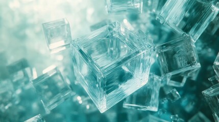 Wall Mural - Crystalline Structure of Ice Cubes