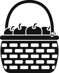 Wall Mural - Simple vector icon of a wicker basket full of apples, perfect for illustrating concepts related to autumn, harvest, or healthy eating