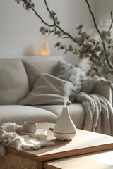 Poster - Aromatherapy diffuser in cozy minimalistic setting  AI generated illustration
