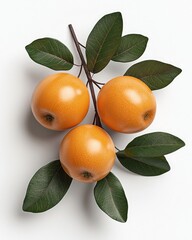 Poster - Fresh oranges on a branch with green leaves, showcasing vibrant color and natural beauty, perfect for food-related themes.