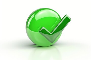 Wall Mural - green checkmark emoji icon with a shiny smooth finish isolated on a white background