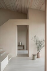 Wall Mural - Cozy corners of a minimalist house in pastel colors  AI generated illustration