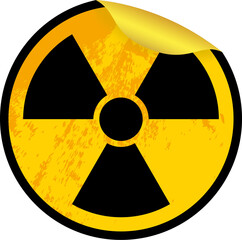 Wall Mural - yellow round sticker with a radioactive warning sign in png format.