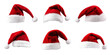 © thebeststocker - Realistic set of 6 red Santa hats from different sides and in different positions on transparent background. PNG image
