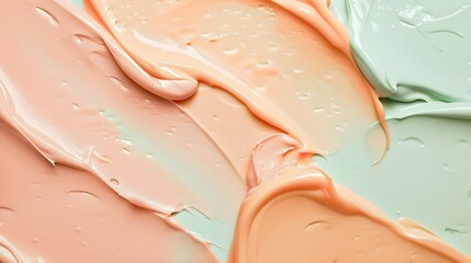 Poster - Creamy peach and pale mint shades creating a warm and soothing look  AI generated illustration