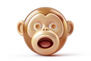 Wall Mural - a hear no evil monkey emoji icon with a glossy surface isolated background