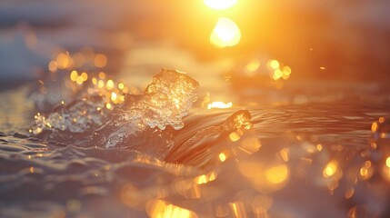 Canvas Print - Ice melting slowly under the warm sun rays  AI generated illustration