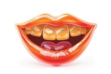 Wall Mural - money mouth face emoji icon with a glossy surface isolated on a white background