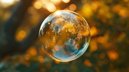 Canvas Print - Macro shot of a bubble slowly bursting  AI generated illustration