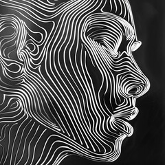 Canvas Print - woman face and lines asmr graphics.