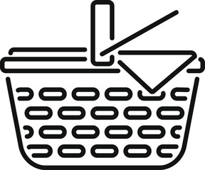 Poster - This simple black and white icon of a picnic basket evokes outdoor dining on a sunny day