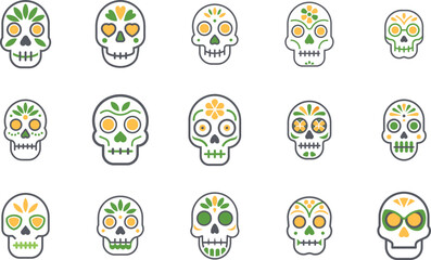 Wall Mural - Skull head icon set silhouette vector illustration, skull head bundle vector art