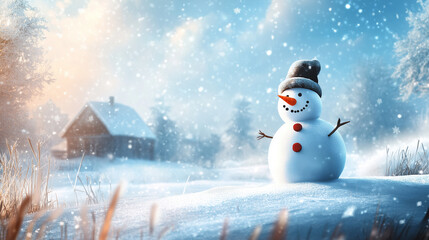 Poster - Christmas Snowman Background Wallpaper