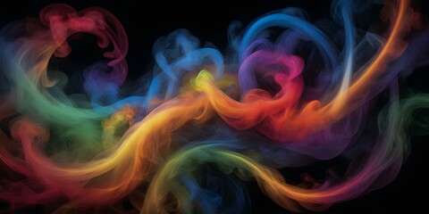 Abstract colorful  rainbow smoke on a dark background. AI generated