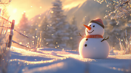 Poster - Christmas Snowman Background Wallpaper