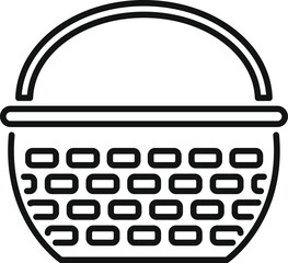 Poster - This is an empty wicker picnic basket icon in thin line style