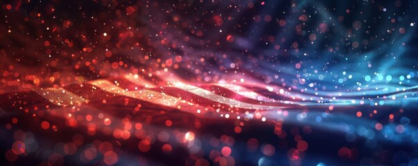 Wall Mural - Waving American flag with a digital, futuristic effect, representing national pride and modern technology. Free copy space for banner.