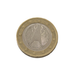 one euro coin detailed shining showing details colseup