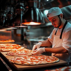 pizza, food, cheese, italian, meal, dinner, cooking, restaurant, cuisine, tomato, slice, oven, delicious, meat, tasty, pizzeria, baking, chef, lunch, baked, cook, eating, plate, kitchen, snack