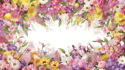 Wall Mural - Art  spring flowers frame  background