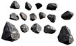 © Dario Berardi - Set di rocce irregolari e realistiche, rappresentate in diverse angolazioni, perfette per scenari naturali o spaziali. Cut out