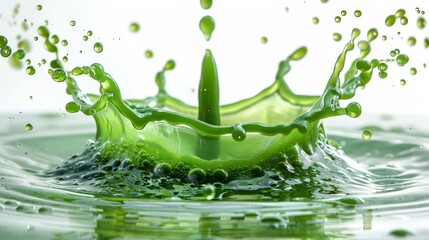 Wall Mural - green matcha splash on a white background