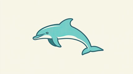 Poster - Line icon of a dolphin, symbolizing grace and playfulness in a minimalist style.