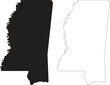 © Evgenia - Mississippi state contour outline silhouette vector map