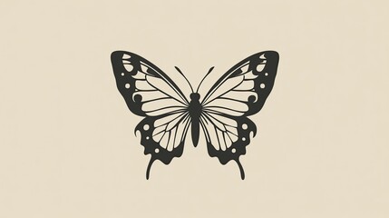 Poster - Minimalist icon of a butterfly, representing transformation and beauty with clean lines.