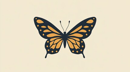 Poster - Minimalist icon of a butterfly, representing transformation and beauty with clean lines.