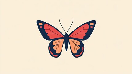 Poster - Minimalist icon of a butterfly, representing transformation and beauty with clean lines.