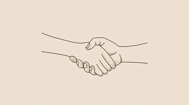 Simple outline of a handshake, representing partnership and agreement, in a minimalist design.