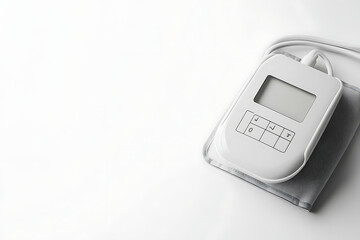 A digital blood pressure monitor with a cuff for measuring blood pressure.