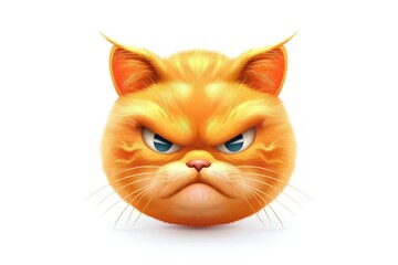 Wall Mural - pouting cat face emoji icon with a shiny detailed finish isolated on a white background